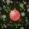 Merry Christmas background with red shiny bauble.