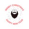 Merry Christmas badge design with Santa head and text - Merry Christmas and Happy New Year. Xmas typography emblem label