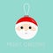 Merry Christmas ball toy hanging. Santa Claus head face,