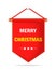 Merry Christmas banner. Red Merry Christmas realistic ribbon on winter holiday or new year. Christmas tag, label or badge for