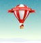 Merry Christmas Banner with Santa Claus riding hot air balloon