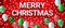 Merry Christmas banner winter season with colorful balloon and snowflake on red background.