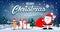 Merry Christmas Banners Santa Claus and reindeer smile on snowflake