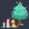 Merry christmas beagles,syberian husky,golden retriver dogs vect