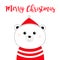 Merry Christmas. Bear face head black line icon. Red scarf and ugly sweater. Hello winter. Cute cartoon kawaii funny character.