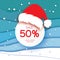 Merry Christmas Big Sale for Promotion. Paper cut Snowflakes and Red Santa Hat. Origami carving Decorations. Happy New