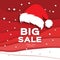 Merry Christmas Big Sale for Promotion. Paper cut Snowflakes and Santa Hat. Origami carving Decorations. Snowfall Text