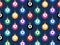 Merry Christmas billiard seamless horizontal pattern. Hang on a thread flat cartoon billiard ball as a Christmas ball on blue