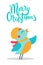Merry Christmas Bird and Title Vector Illustration