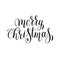 Merry christmas black and white handwritten lettering inscription
