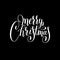 Merry christmas black and white handwritten lettering inscription