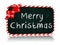 Merry Christmas blackboard banner with ribbon