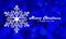 Merry Christmas blue background with silver snowflake