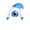 Merry christmas blue evil eye with blue christmas hat