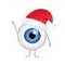 Merry christmas blue evil eye with red christmas hat