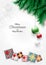 Merry christmas bright background with gift box and ball