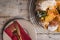 Merry Christmas cake with nuts - Bolo Rei is a traditional Xmas