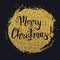 Merry Christmas calligraphic text on gold glitter splash, vector