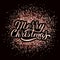 Merry Christmas calligraphy lettering on rose gold textured background. 3d hand lettering. Holidays party disco typography poster