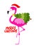 Merry Christmas - Calligraphy phrase for Christmas with cute flamingo girl.