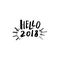Merry Christmas card with calligraphy Hello 2018