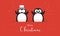 Merry christmas card with cute winter penguins vector illustration