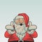 Merry Christmas Card with Happy Santa Claus in Retro Cartoon Comic Style. Confused, Confused, Inquiring, Telling, Asking
