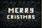 Merry Christmas card, technology concept, pixel typography