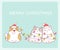 Merry Christmas card with three funny fat cats wrapped xmas garland