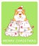 Merry Christmas card with three funny fat cats wrapped xmas garland. Vertical Christmas card with lovely cat. Vector illustration