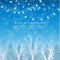 Merry Christmas card on winter forrest landscape background Vector. Blue lights on top beautiful holiday cards