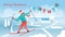 Merry Christmas, cartoonactive Santa Claus in sport wear tracksuit skiing in snowy winter landscape