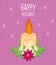 Merry christmas celebration burning candle flower leaves snowflakes