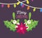 Merry christmas celebration flower mistletoe lights decoration