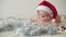 Merry christmas christmas and happy new year, infants, childhood, holidays concept - close-up 6 month old newborn