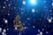 Merry Christmas! Christmas tree outside snowfall in the moonlight. Beautiful Christmas background. Fairy tale