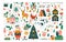 Merry Christmas cliparts collection isolated on background