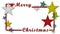 Merry Christmas - coloured stars in paper craft design over red frame on white background with place for your text