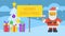 Merry Christmas composition Santa holding glass and winking. Greeting video card