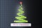 Merry Christmas concept with abstract metallic Christmas Tree, 3