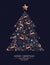 Merry Christmas copper deer decoration pine tree