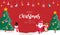 merry christmas with copy space on red background. vector illustration backdrop. happy new year with pine,snowman and reindeer.