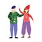 Merry christmas couple with ugly sweater and hat celebration