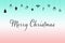 Merry christmas cursive script writing with ornaments on green to red gradient background illustration