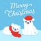 Merry Christmas cute cartoon polar bear cubs