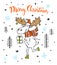 Merry christmas cute greeting card with funny moose