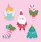 Merry christmas, cute santa angel tree sock and candy cane cartoon