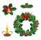 Merry Christmas decorations, holly berry, decor