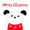 Merry Christmas. Dog face head black line icon. Red scarf and ugly snowflake sweater. Hello winter. Cute cartoon kawaii funny