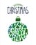 Merry Christmas eco card of green tree bauble